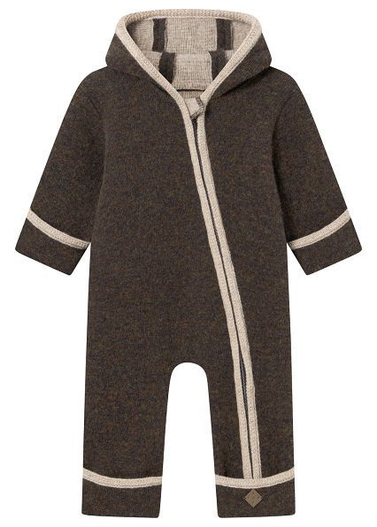 "Donnerstein" Lambswool-Baby Strampler, kastanie